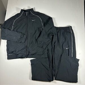 Nike Dri Fit Black Tracksuit Mens Large Full Zip Jacket / Medium Pants